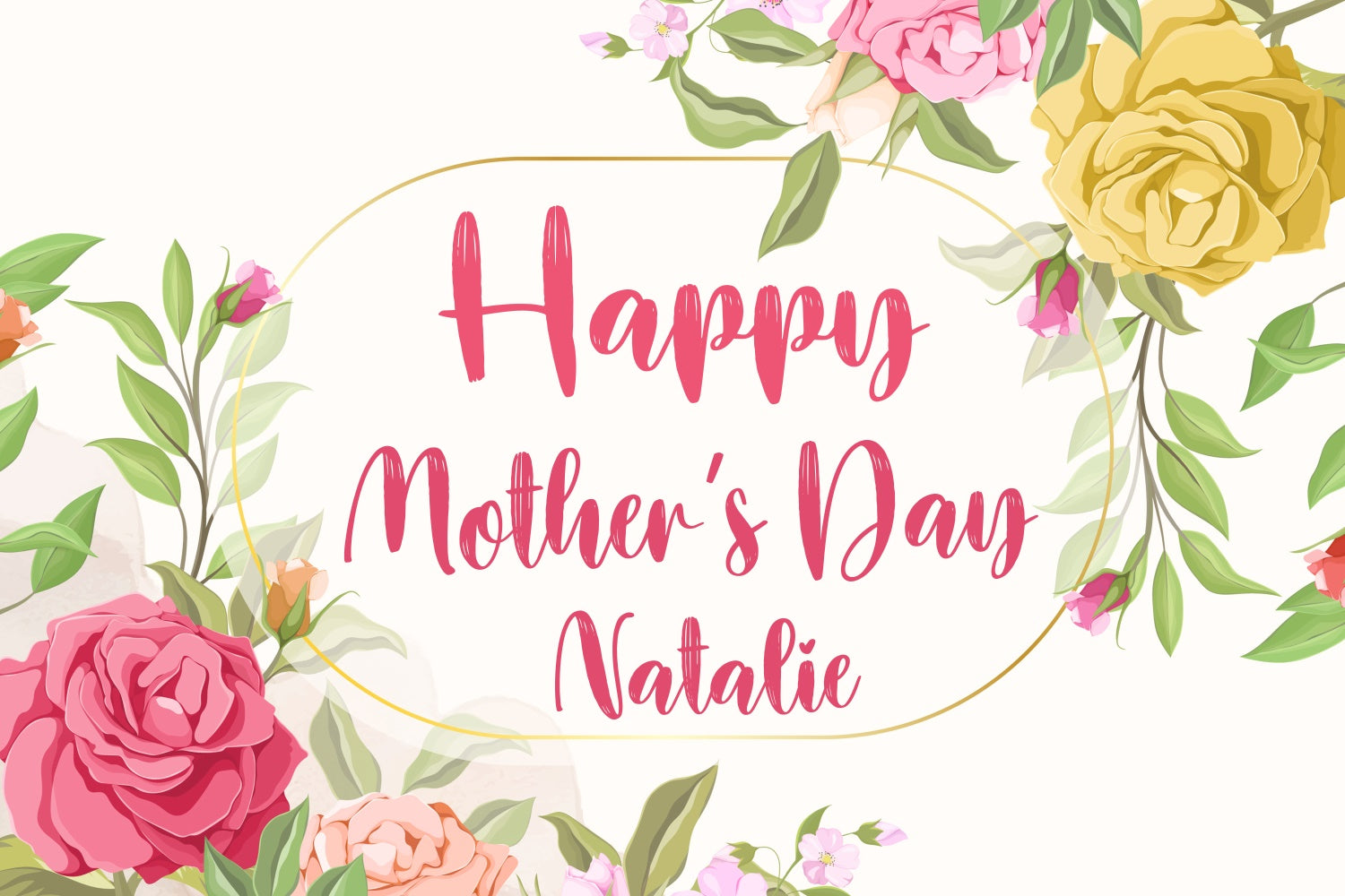 Mothers Day Backdrops Golden Frame Floral Watercolor Custom Backdrop CJJ3-161