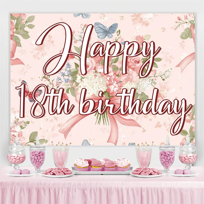 Customize Backdrop For Birthday Romantic Pink Blossom 18th Backdrop CJJ3-221