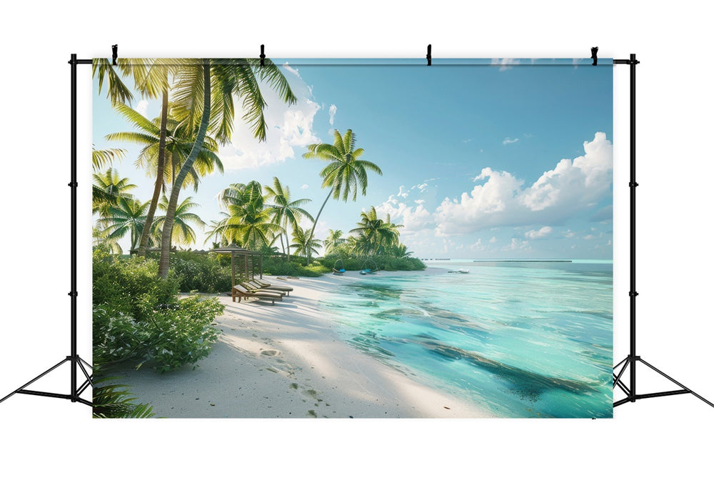 Beach Backdrop Photography Beach Resort Paradise Summer Backdrop CJJ3-