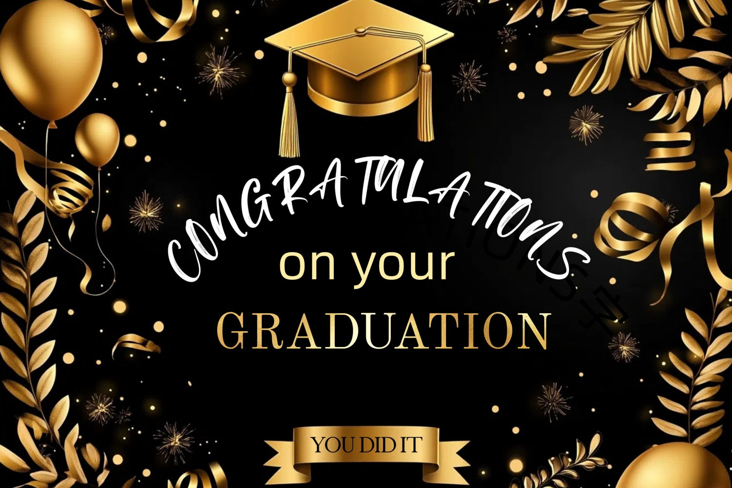 Graduation Photo Backdrop Gold Balloon Hat Party Graduation Backdrop C