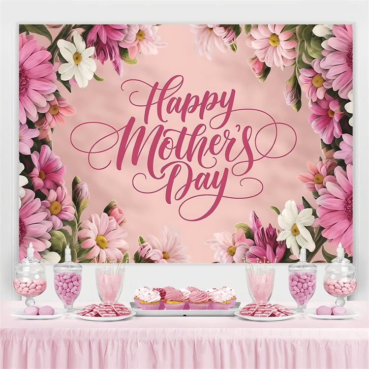 Mother's Day Backdrop Pink Daisy Bloom Personalized Backdrop CJJ3-84