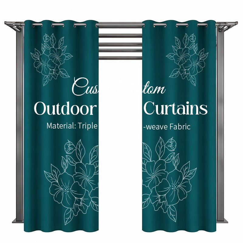 Custom Outdoor Curtain Photo Printed One Picture for 2 pcs