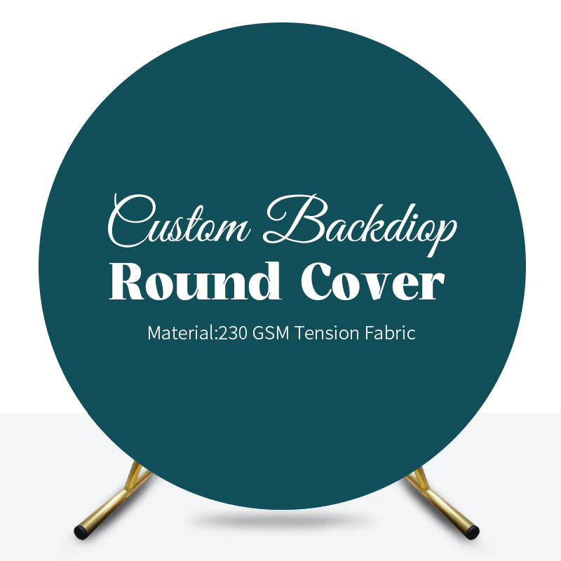 Custom Photo Text Fabric Round Backdrop Party Decorations