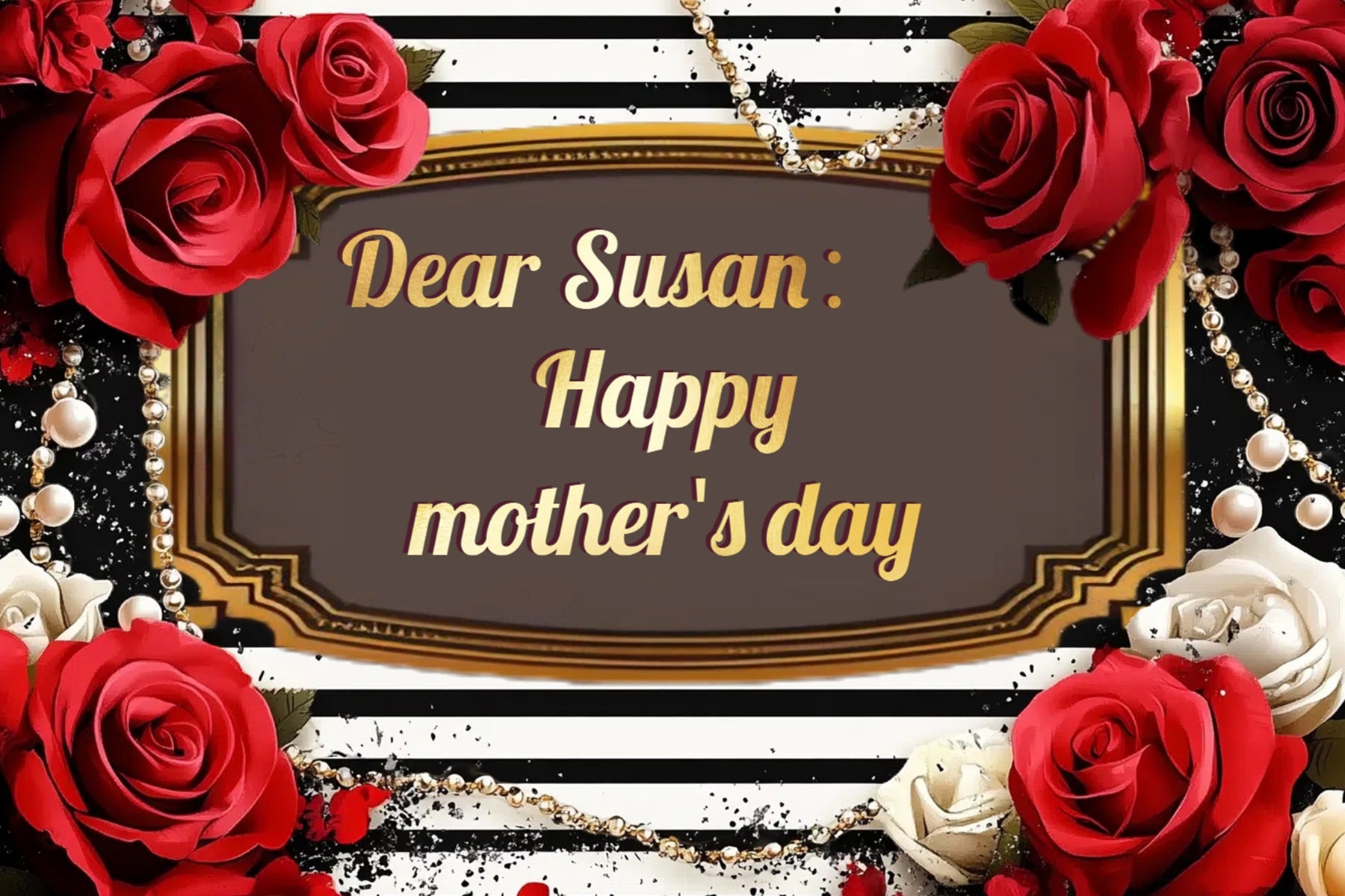 Mother's Day Backdrops Red Rose Stripes Personalised Backdrop CSH-134