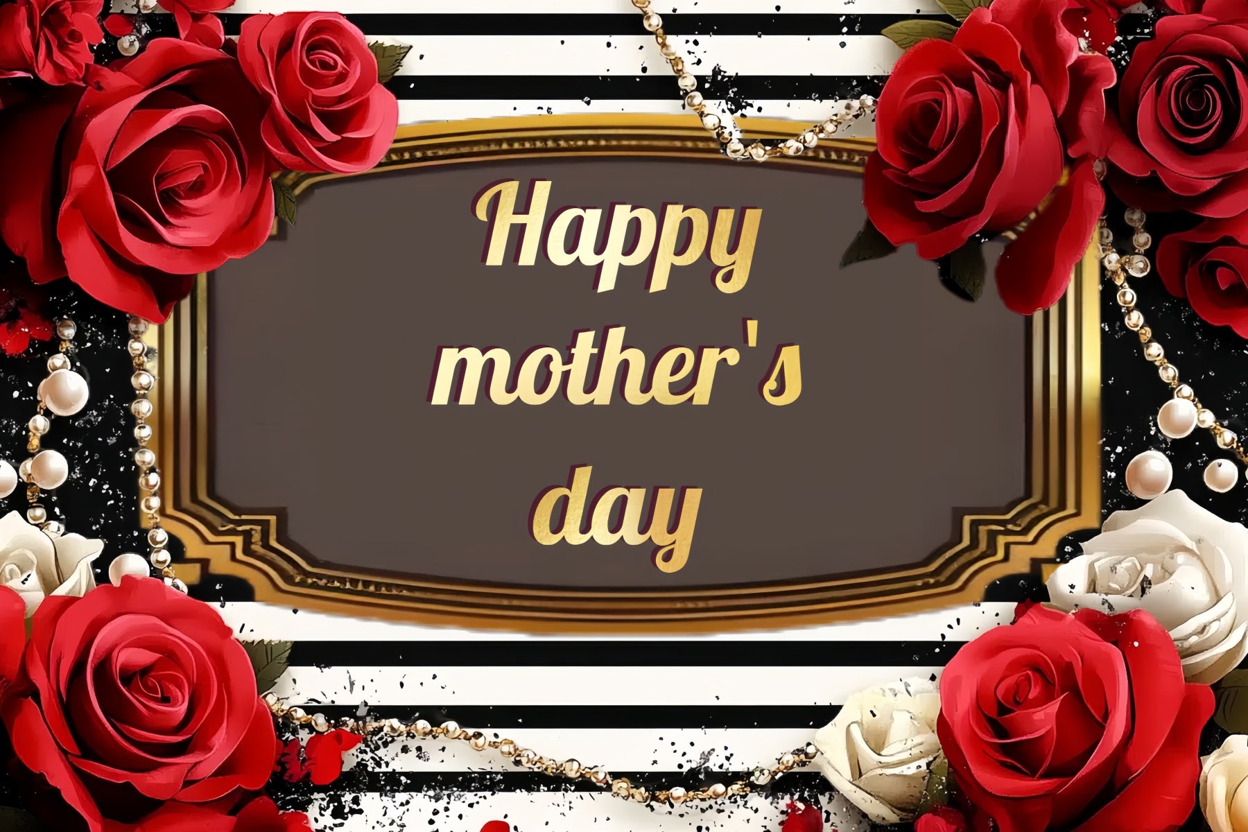 Mother's Day Backdrops Red Rose Stripes Personalised Backdrop CSH-134