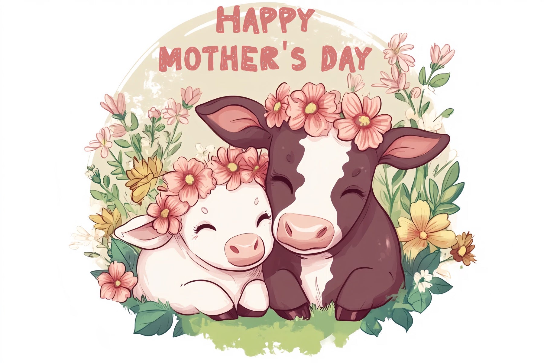Mothers Day Backdrops Cows Floral Celebration Custom Backdrop CSH-136