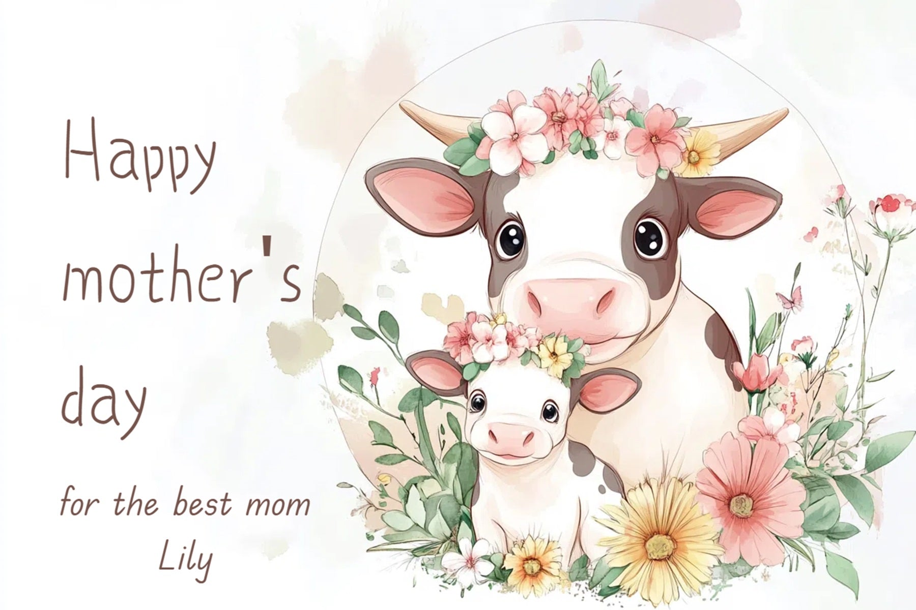 Mother's Day Photography Backdrops Floral Cow Family Customized Backdrop CSH-137
