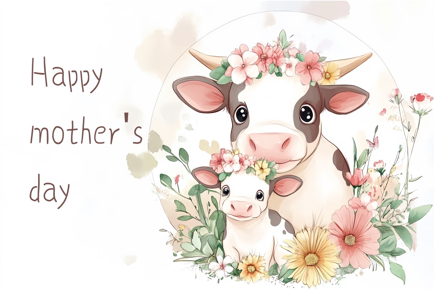 Mother's Day Photography Backdrops Floral Cow Family Customized Backdrop CSH-137
