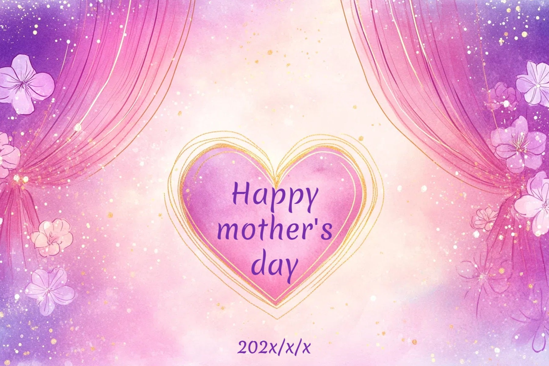 Mothers Day Photo Backdrop Purple Heart Glow Personalised Backdrop CSH-138