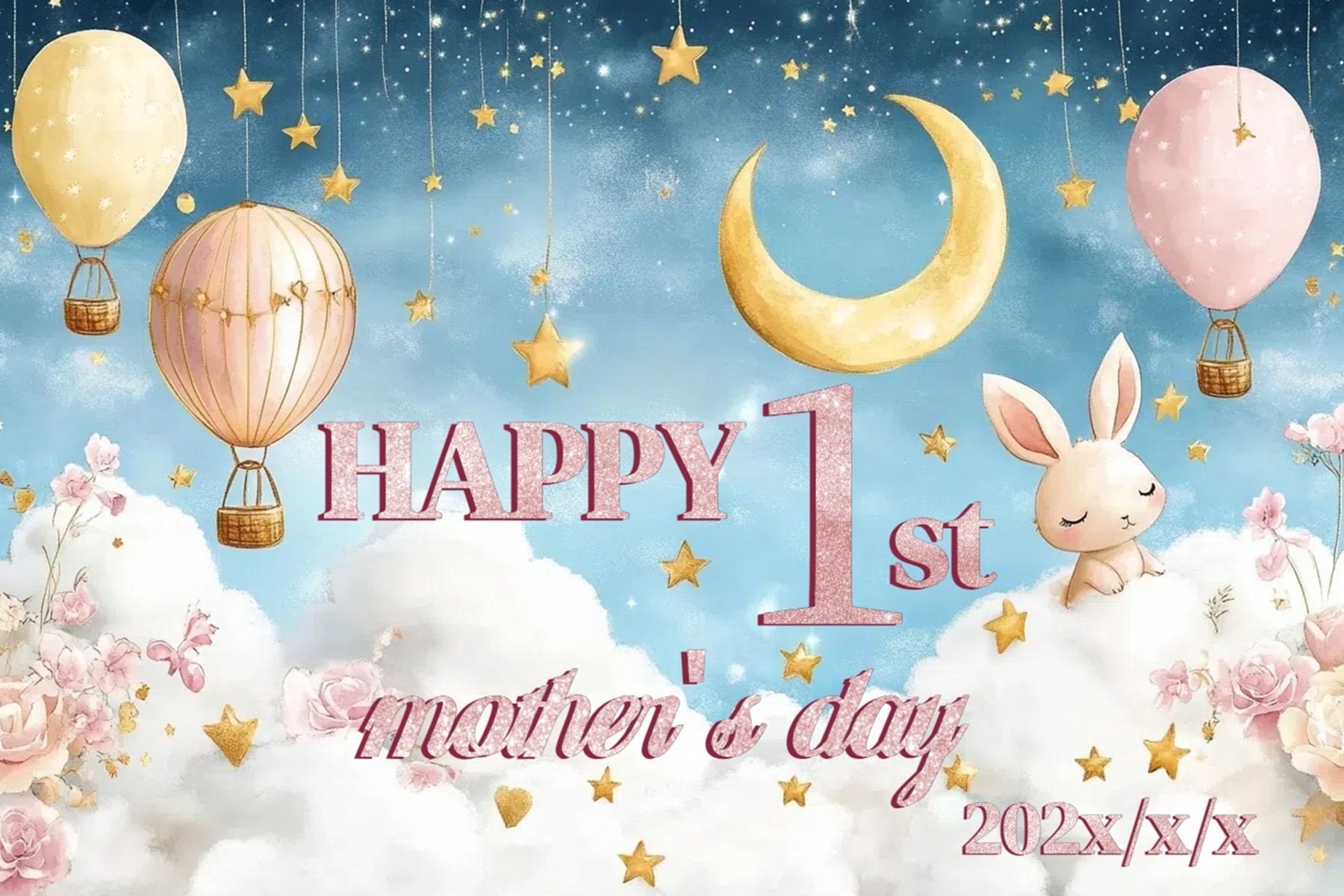 Mothers Day Backdrop Hot Air Balloon Sky Custom Backdrop CSH-140