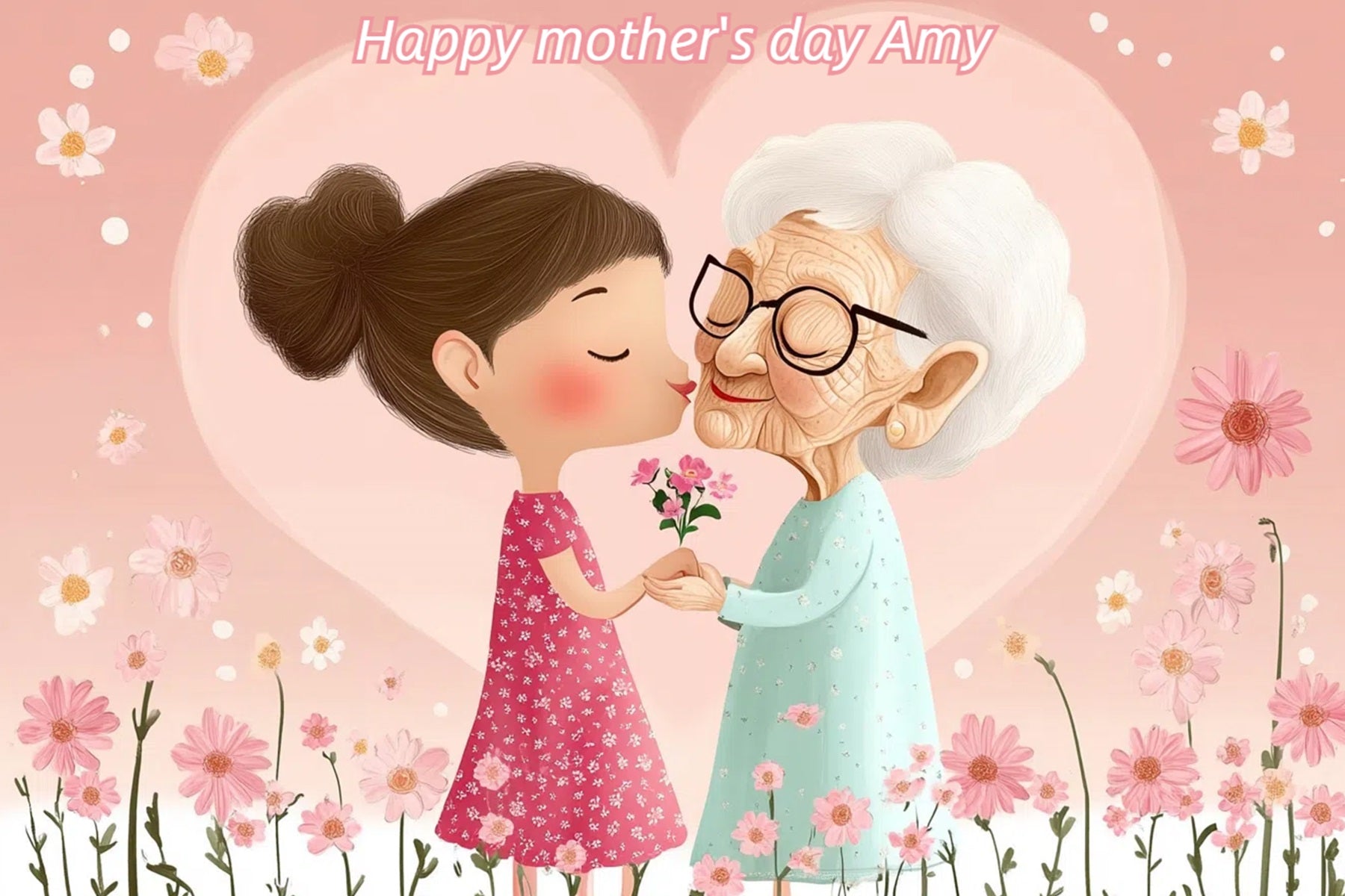 Mothers Day Backdrop Tender Kiss Grandma Custom Backdrop CSH-144
