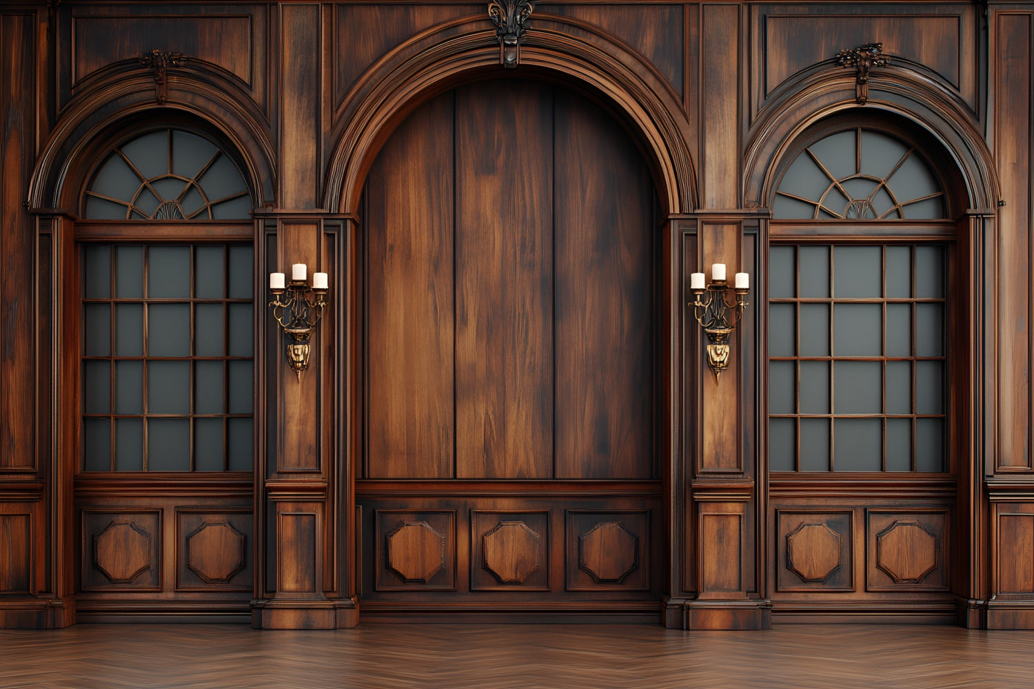 Wood Wall Backdrop Vintage Wood Panel Archway Backdrop CSH2-220