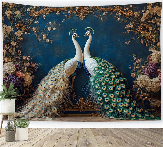 Flower Wall Backdrop Regal Peacock Floral Frames Backdrop CSH2-230
