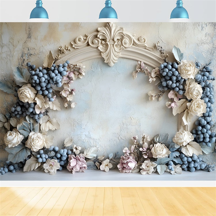 Flower Wall Backdrop Rustic Grapes Archway Backdrop CSH2-232