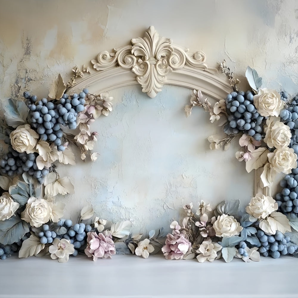 Flower Wall Backdrop Rustic Grapes Archway Backdrop CSH2-232