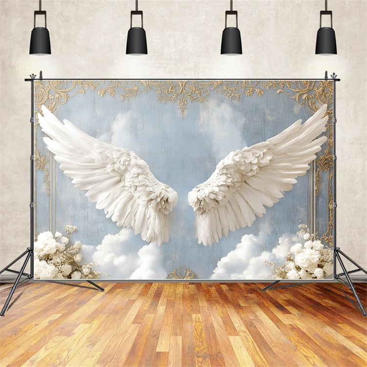 Vintage Wall Backdrop Delicate Angelic Wings Cloud Backdrop CSH2-239