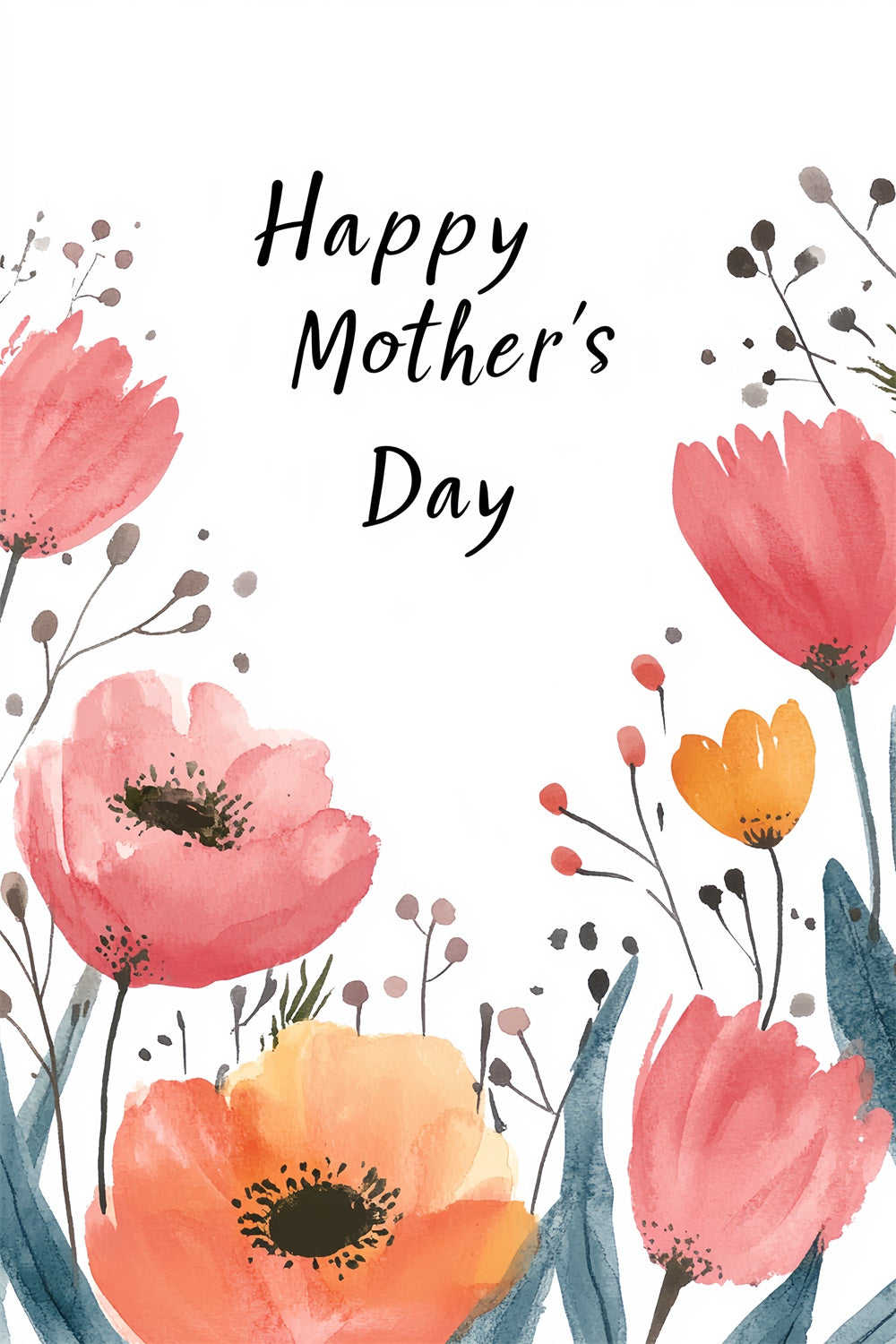 Mothers Day Backdrops Rustic Watercolor Wildflower Custom Backdrop CSH3-102
