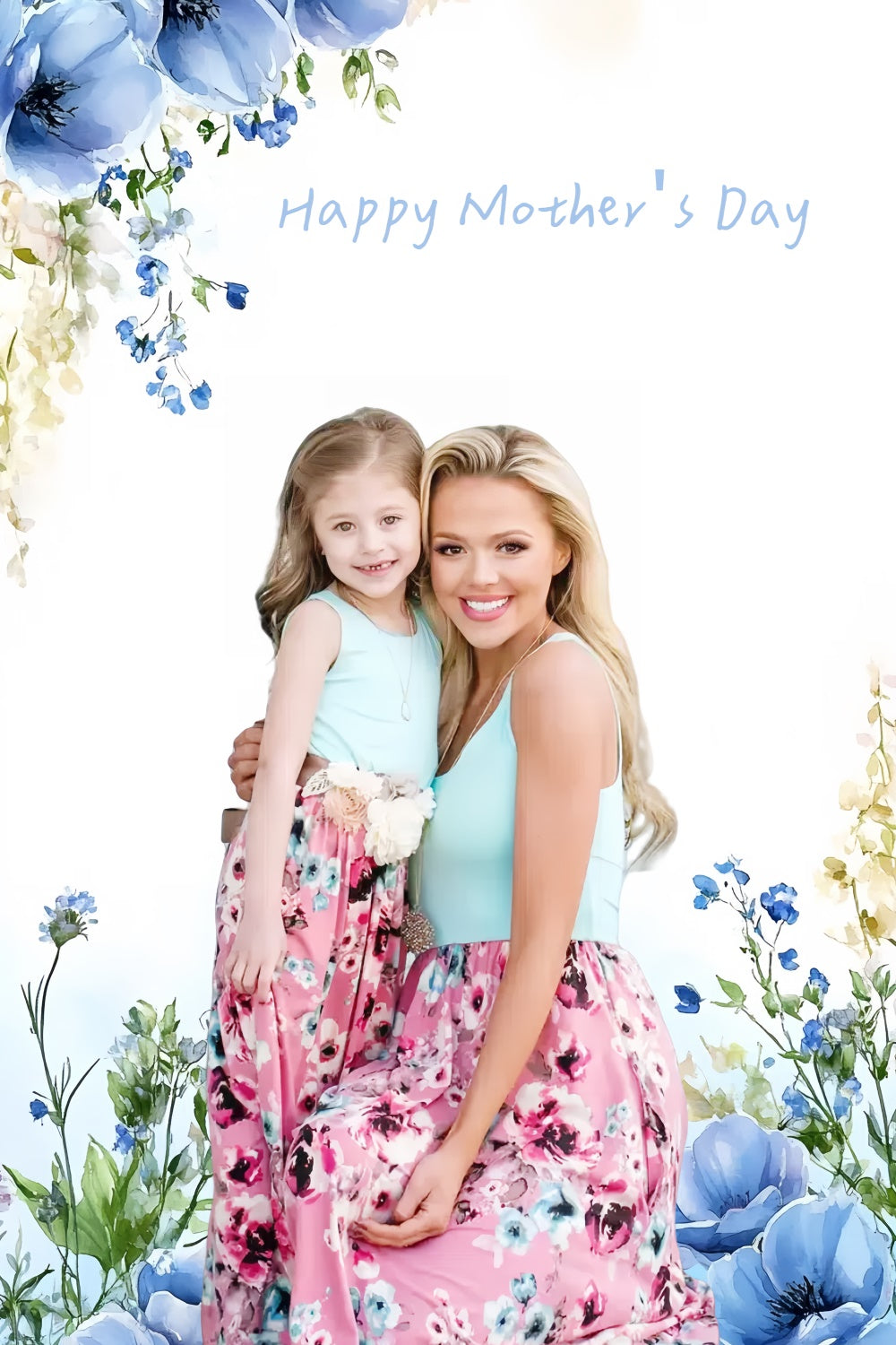 Backdrop For Mothers Day Soft Blue Blossom Personalized Backdrop CSH3-120