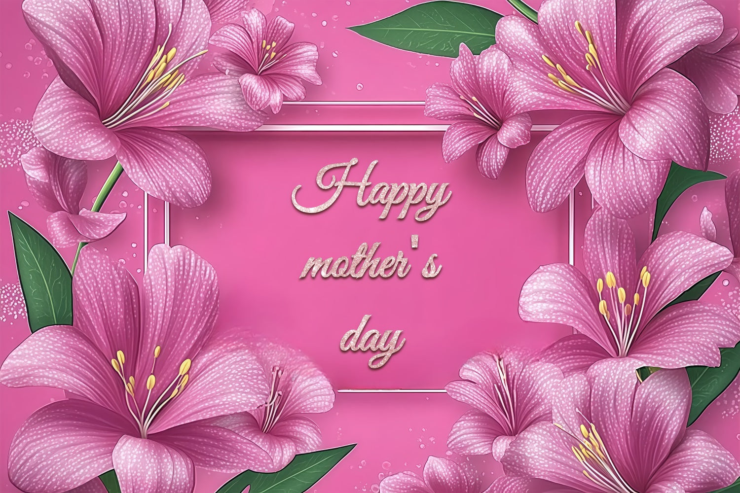 Mother's Day Backdrop Pink Lily Floral Frame Customized Backdrop CSH3-