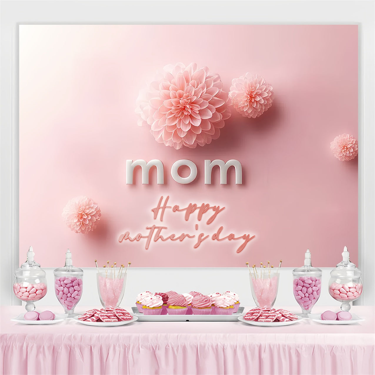 Mothers Day Photo Backdrop Blush Bloom Mom Customized Backdrop CSH3-135