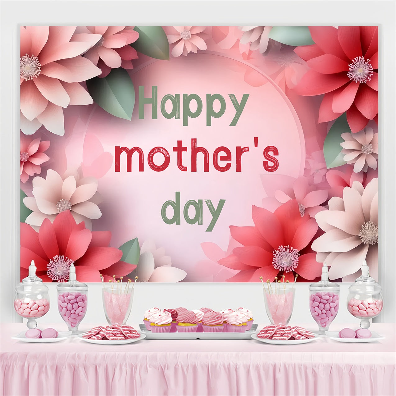 Backdrops For Mother's Day Floral Joy Personalised Backdrop CSH3-137