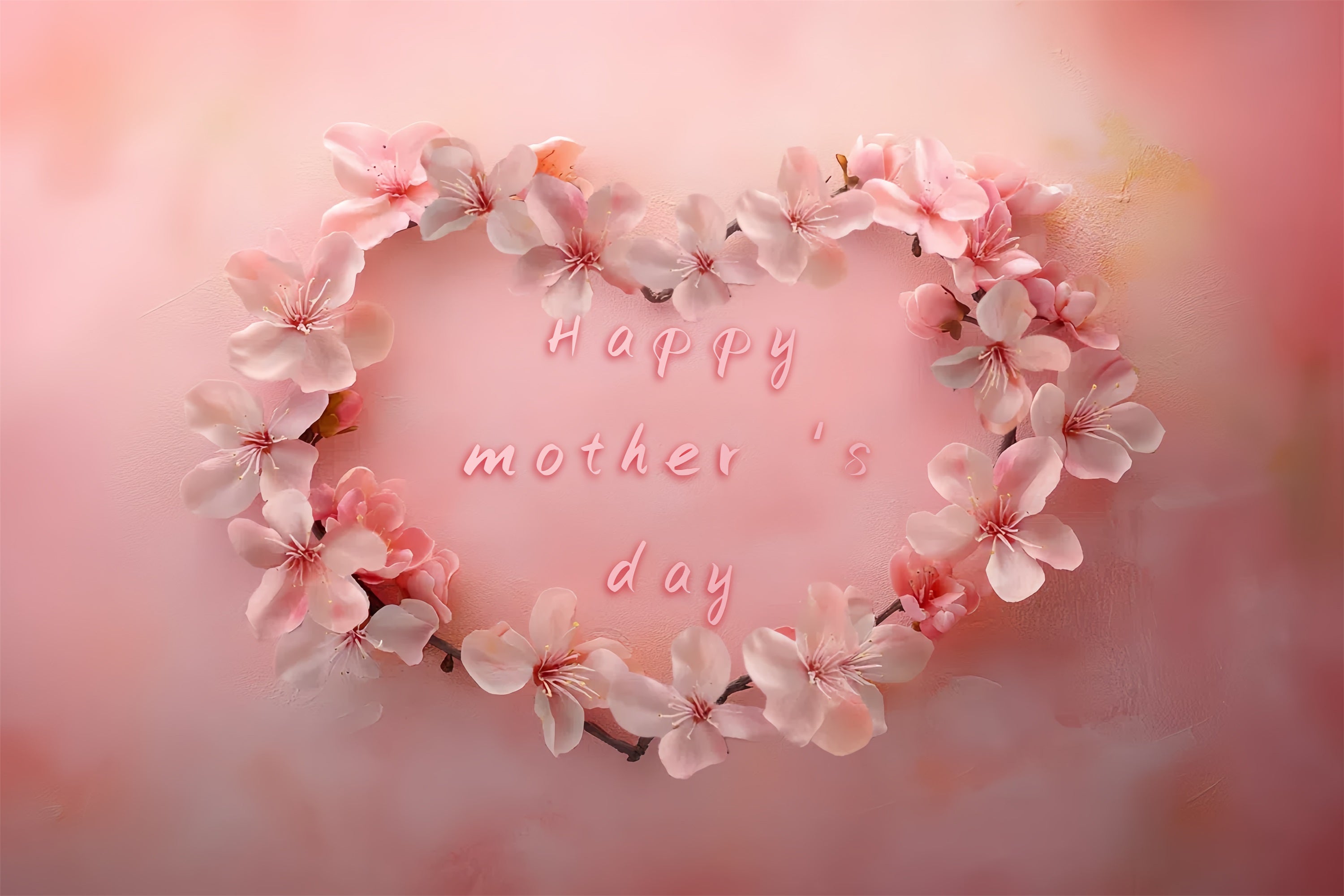 Mother's Day Backdrop Ideas Delicate Sakura Heart Customized Backdrop CSH3-138