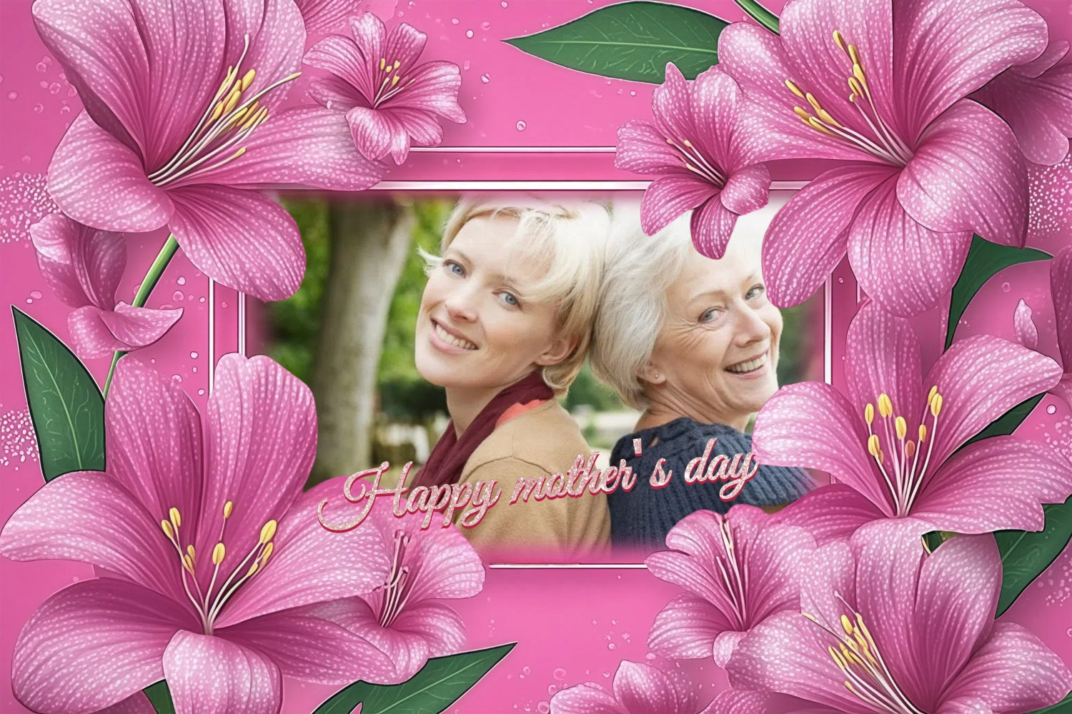 Mothers Day Photo Backdrop Bright Lily Flowers Customized Backdrop CSH