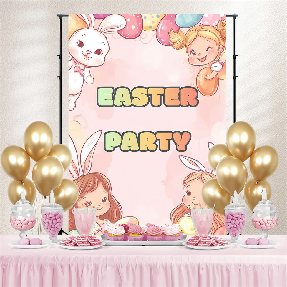 Easter Backdrop Ideas Cartoon Bunny Celebration Personalised Backdrop CSH3-226