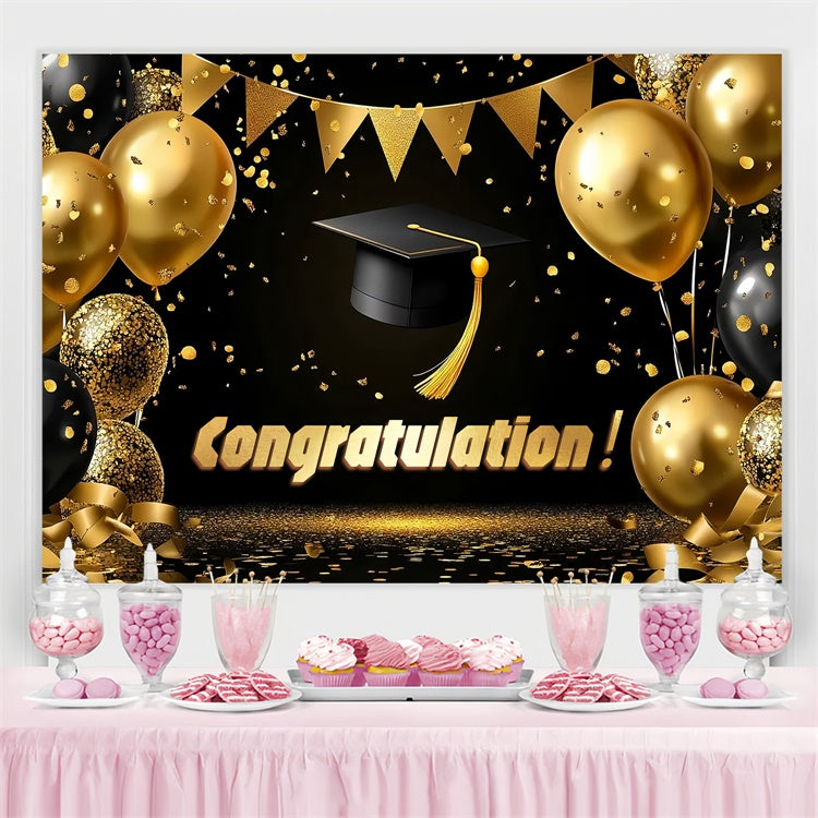 Graduated Backdrop Golden Balloon Confetti Graduation Party Backdrop CSH3-243