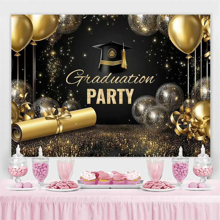 Graduation Backdrop Photoshoot Golden Balloon Graduation Party Backdrop CSH3-249