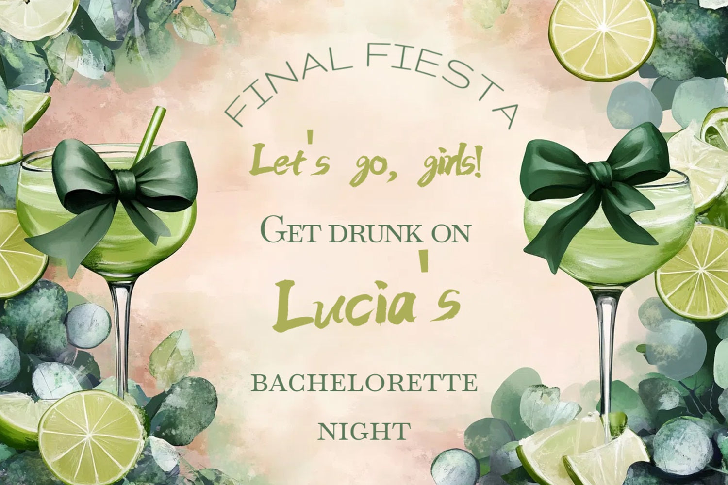 Bridal Shower Picture Backdrop Bachelorette Cocktail Fiesta Personalised Backdrop CSH3-292