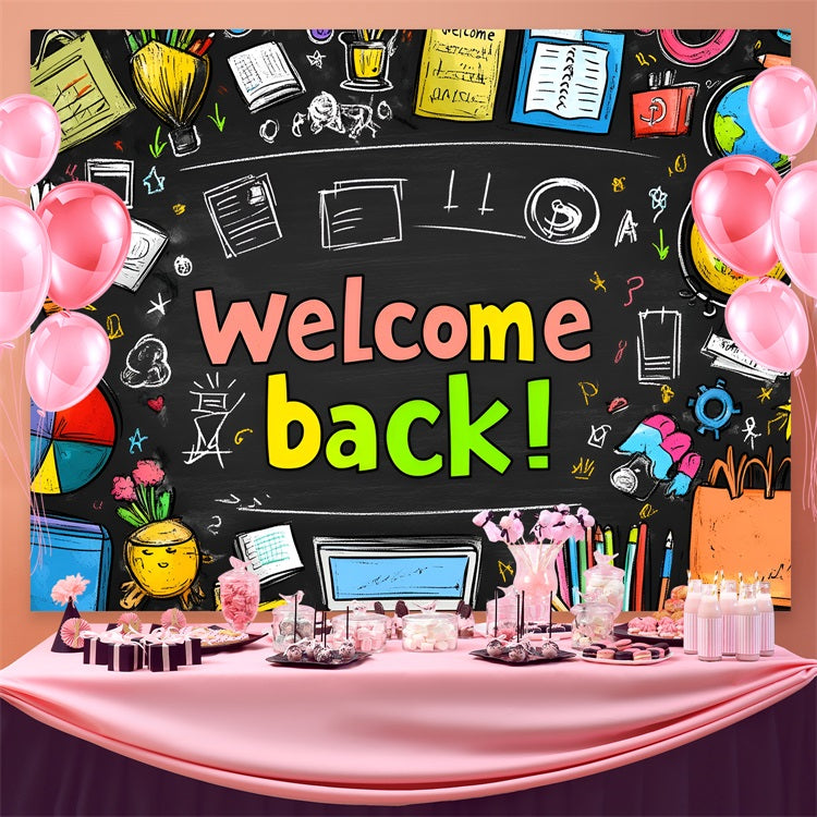 Backdrop For Back To School Creative Doodle Blackboard Backdrop CSH3-48