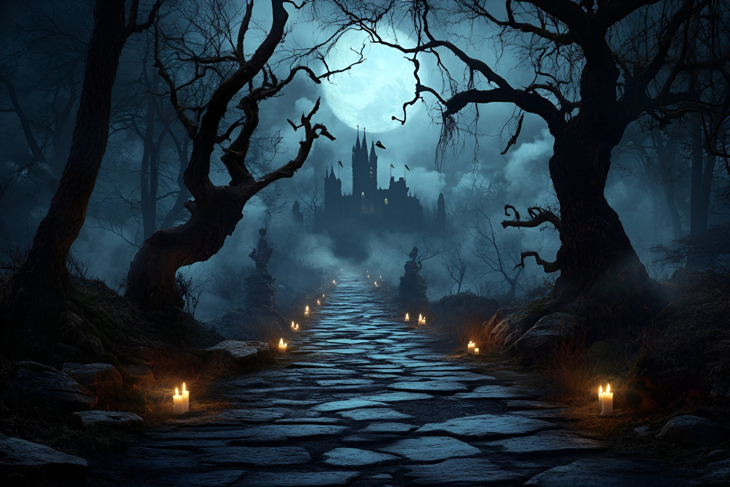 Walk Backdrop Halloween Photo Backdrop Horror Forest Walk Backdrop CSH4-100