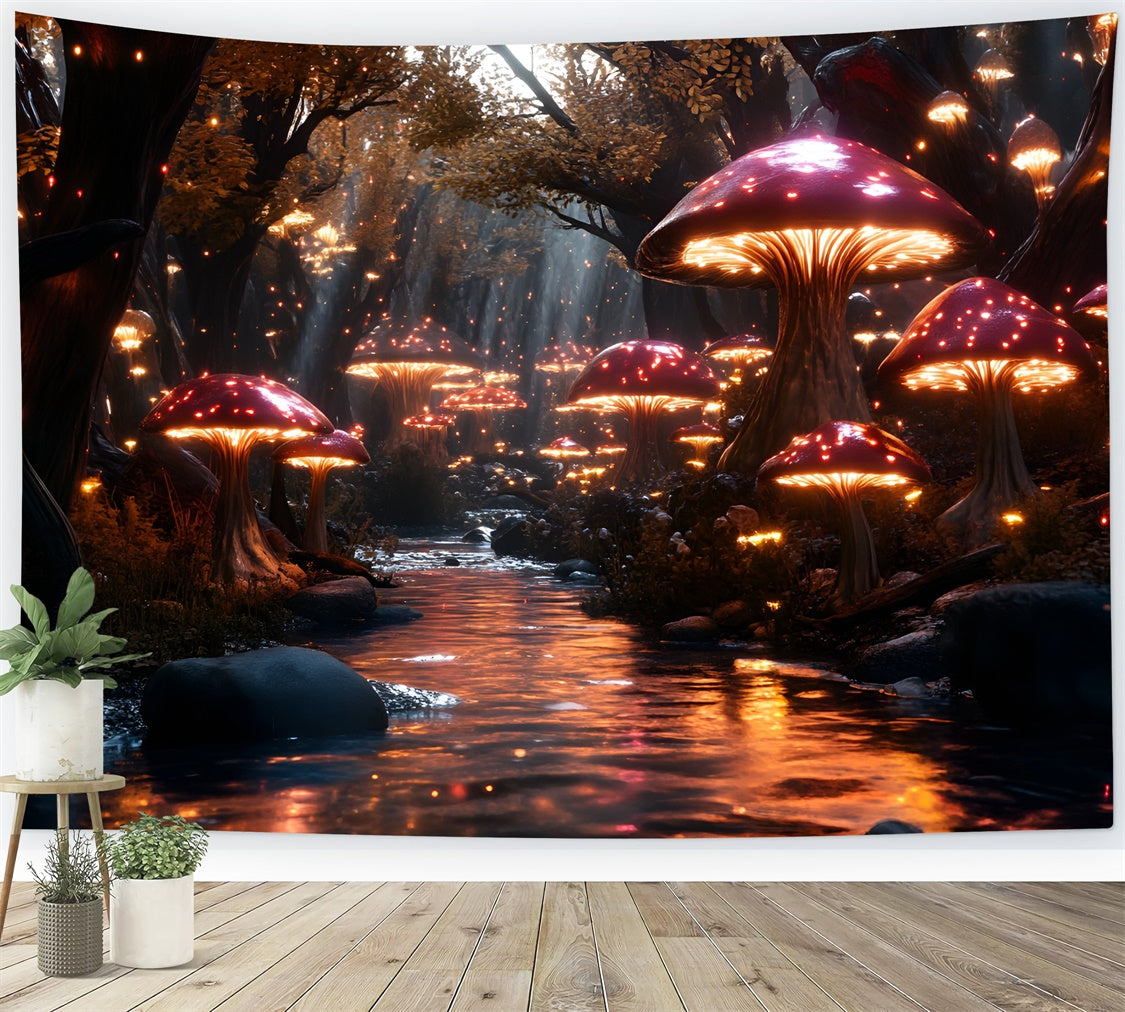 Fairy Tale Forest Backdrop Magical Creek Mushrooms Backdrop CSH4-109