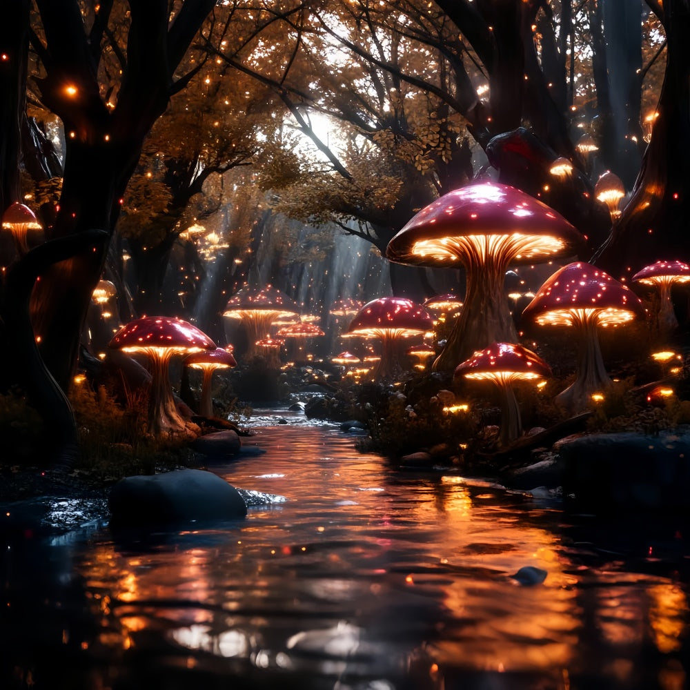 Fairy Tale Forest Backdrop Magical Creek Mushrooms Backdrop CSH4-109