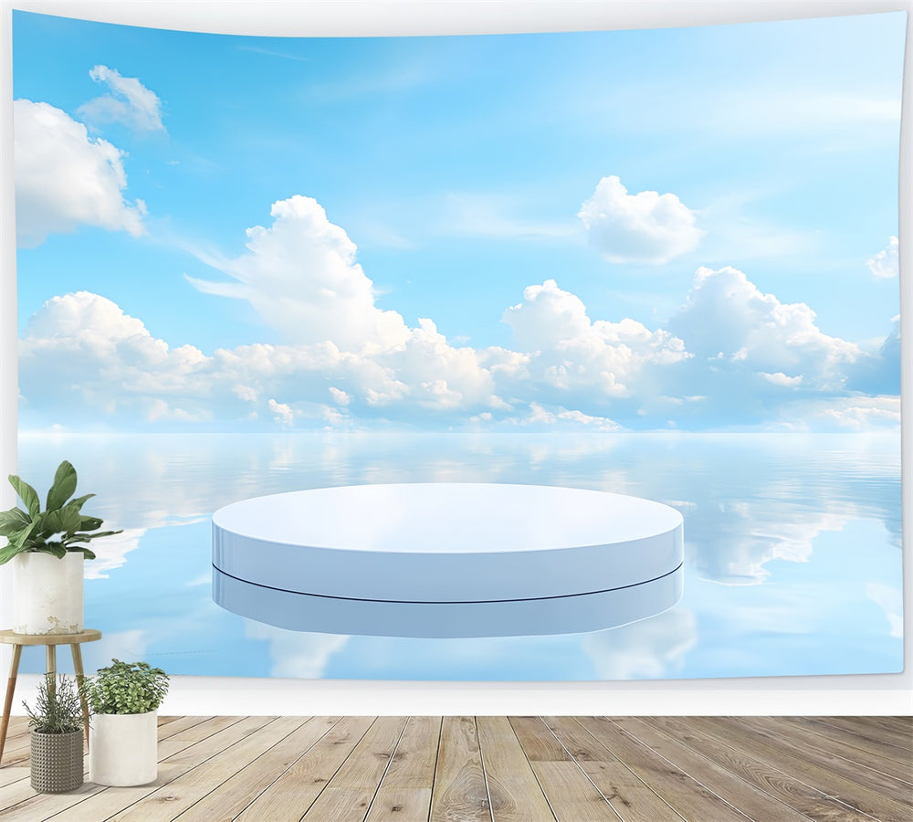 Ocean And Sky Backdrop Calm Ocean White Platform Backdrop CSH4-254