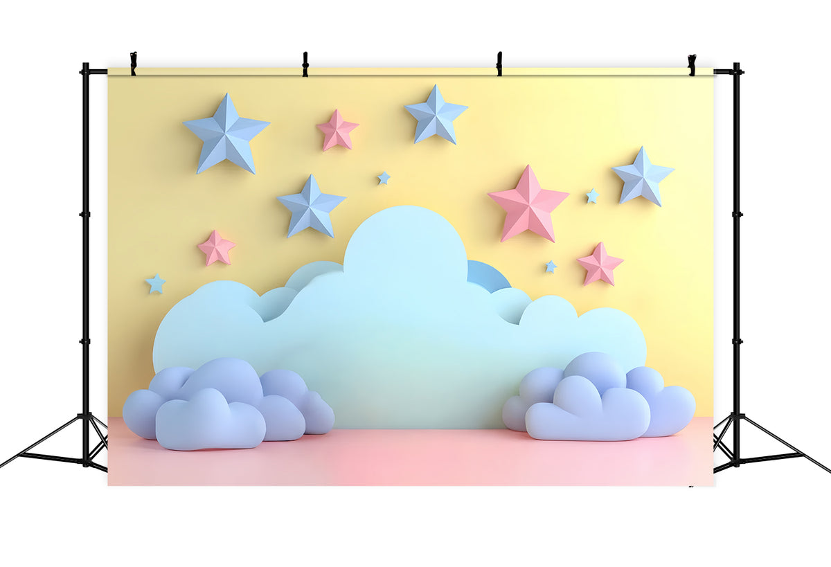 Clouds Photo Backdrop Soft Cloud Cartoon Stars Backdrop CSH4-257