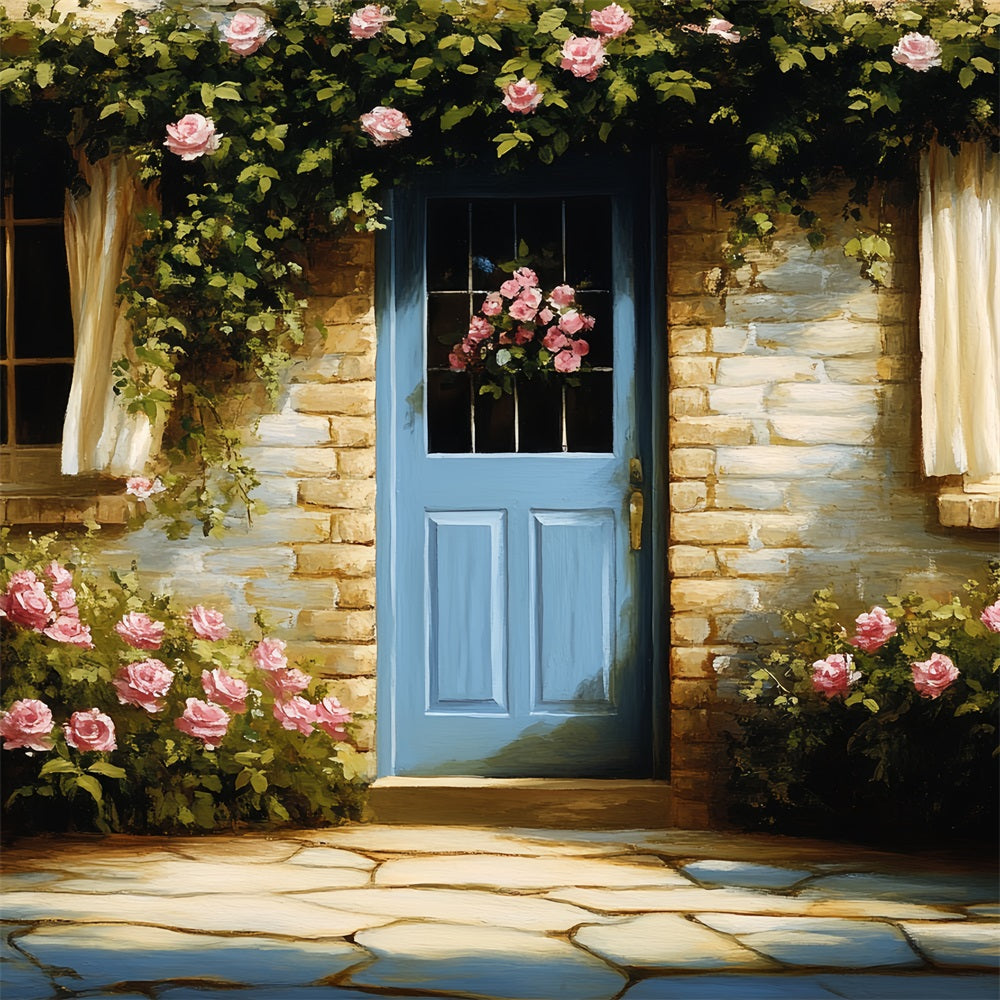 Vintage Photography Backdrops Brick Wall Climbing Roses Backdrop CSH4-270