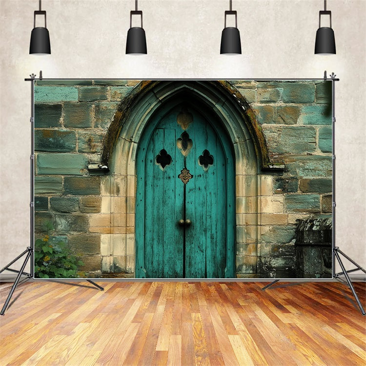 Victorian Backdrop Teal Wooden Door Vintage Backdrop CSH4-275