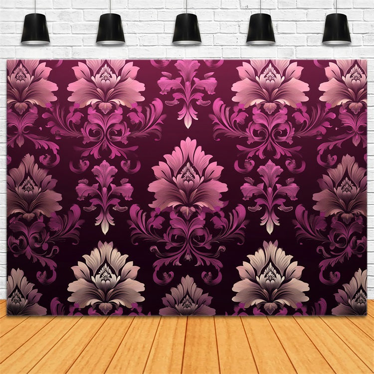 Classic Photo Backdrop Pink Floral Damask Backdrop CSH4-283