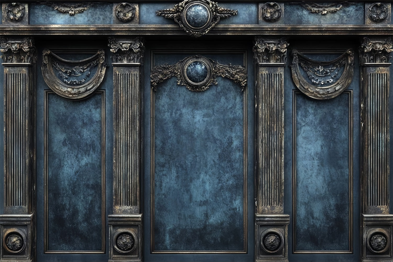 Retro Photo Backdrop Blue Royal Vintage Wall Backdrop CSH4-296