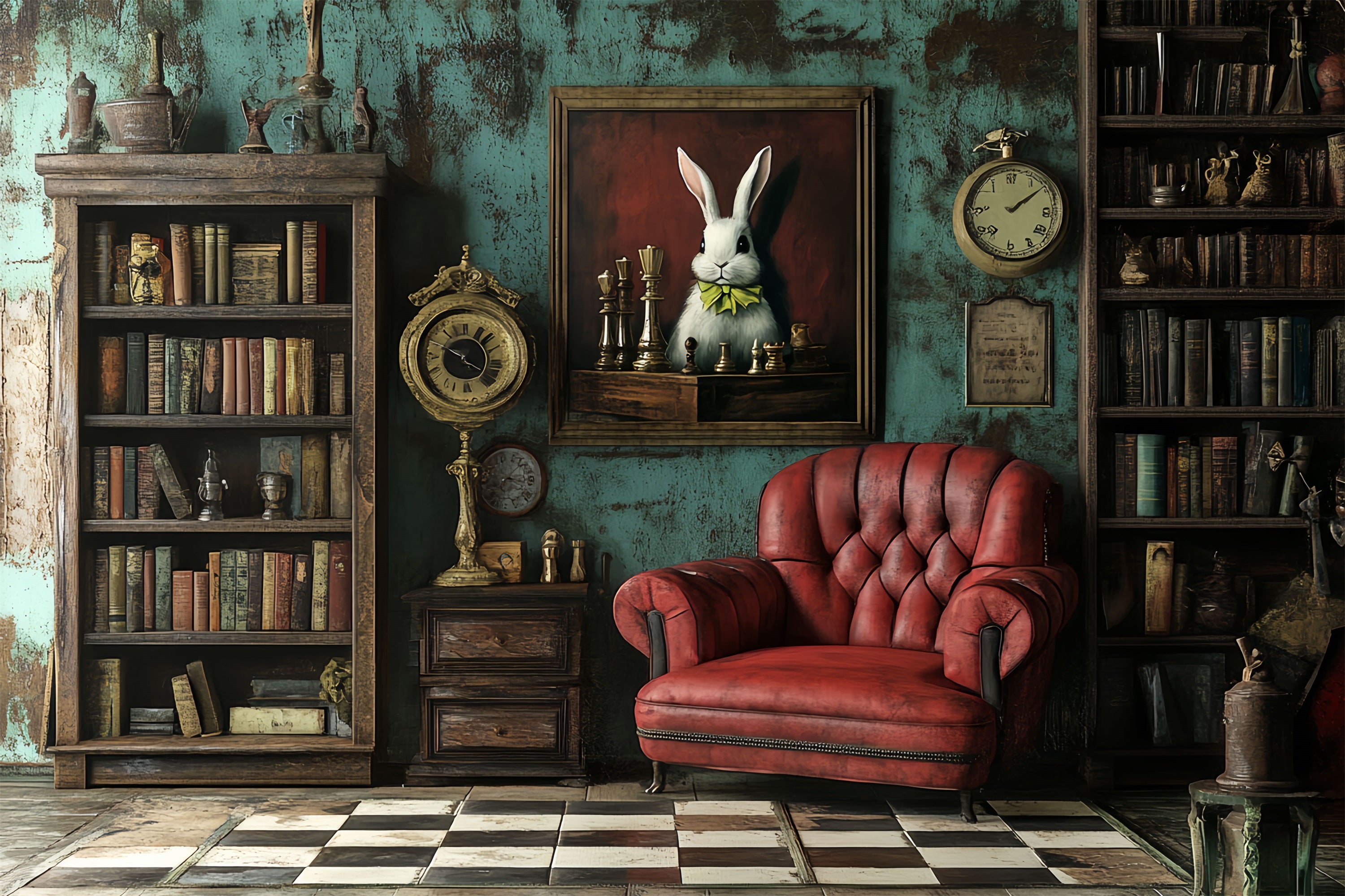 Antique Backdrop Furnishings Bookshelf Vintage Photo Backdrops CSH4-300
