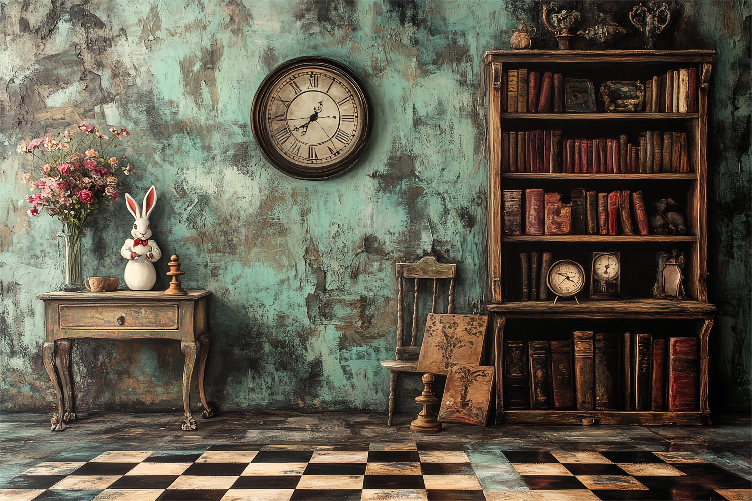 Antique Photo Backdrop Alice In Wonderland Vintage Backdrop CSH4-301