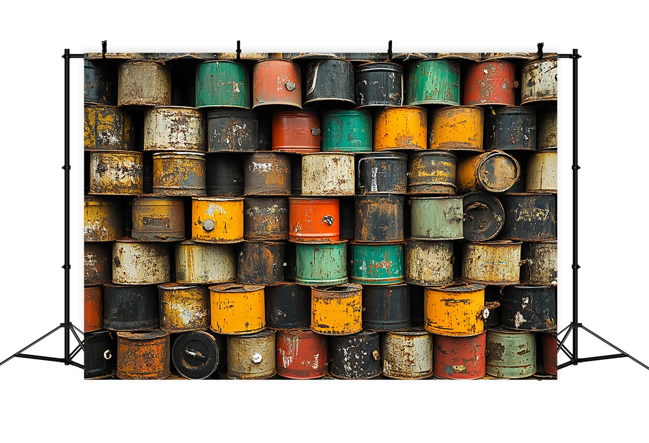 Vintage Backdrop Oil Barrel Wall Backdrop CSH4-303