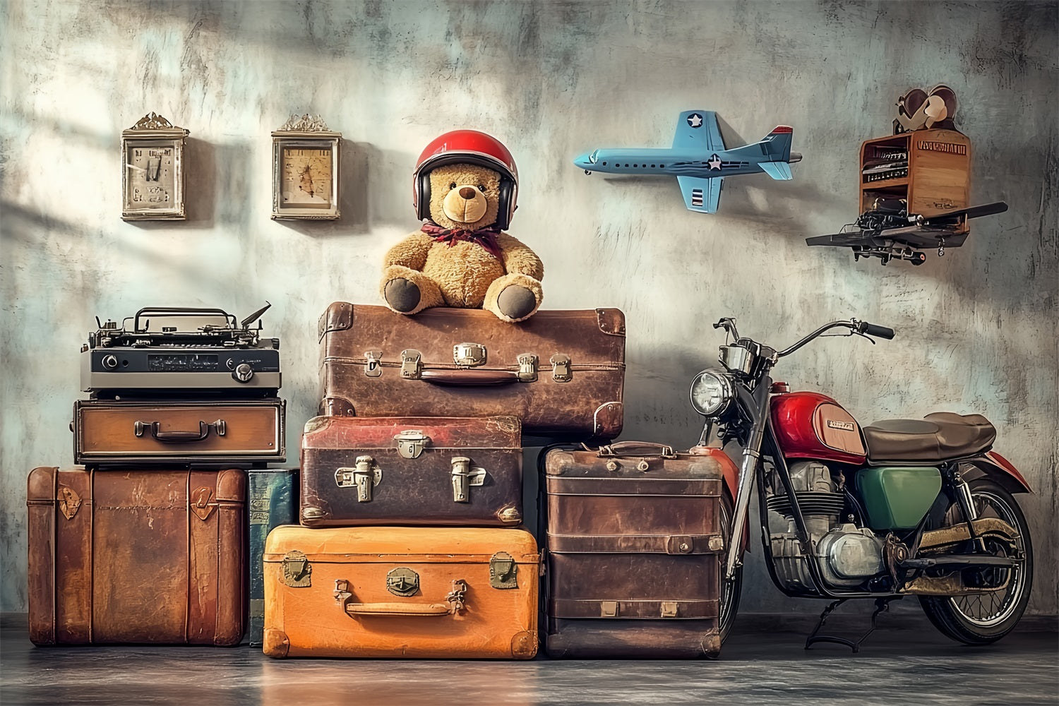 Classic Photo Backdrop Travel Memories Vintage Wall Backdrop CSH4-305