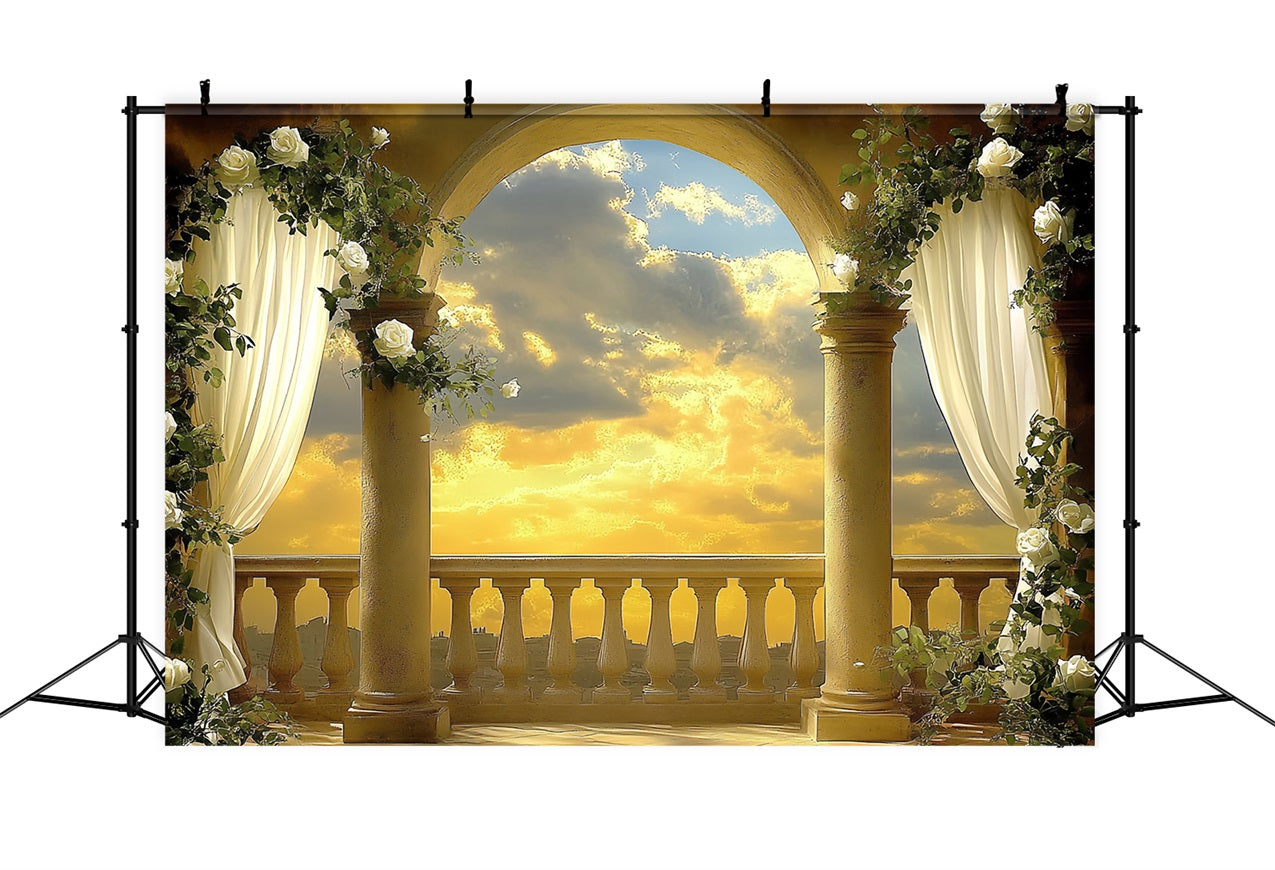 Vintage Photo Backdrop Sunset Archway Floral Backdrop CSH4-307