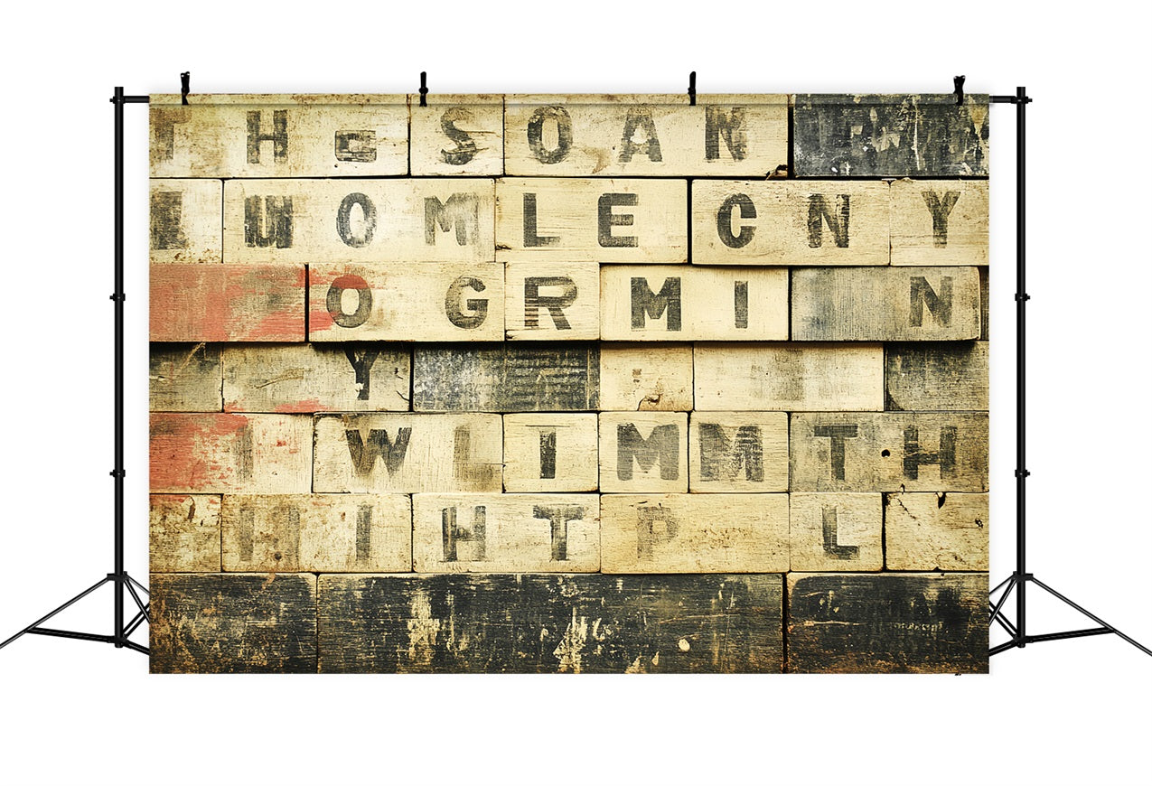 Old School Photo Backdrop Alphabet Tiles Vintage Backdrop CSH4-308