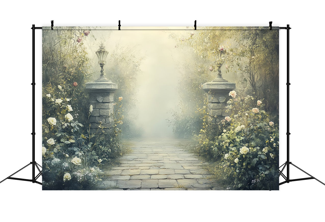 Vintage Backdrops For Photography Pillars Garden Pathway Backdrop CSH4-310
