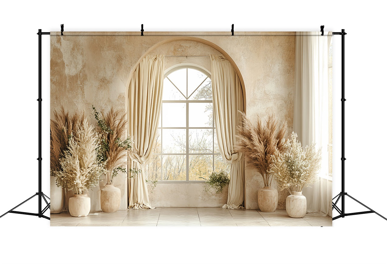 Vintage Backdrop Bohemian Pampas Beige Window Backdrop CSH4-315