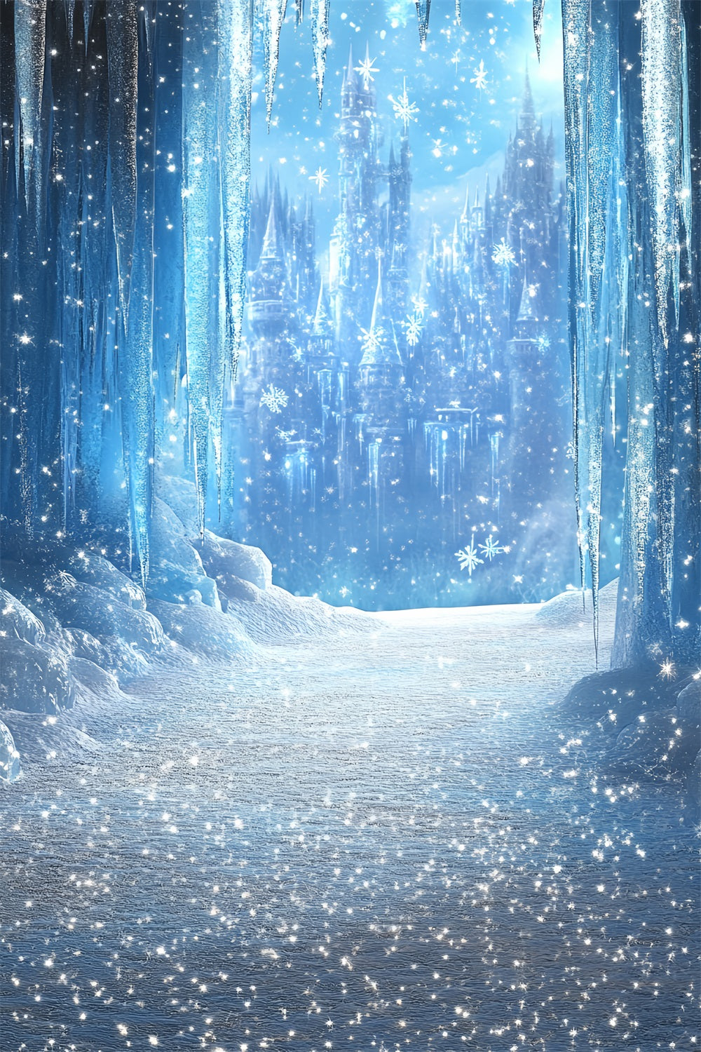 Frozen Castle Backdrop Sparkling Ice Path Backdrop CSH4-326